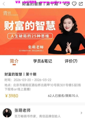 张萌老师《财富的智慧》第十期13集视频课💰5