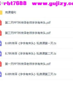 林传泽《字字有来头》3晚私房课 视频+课件💰5