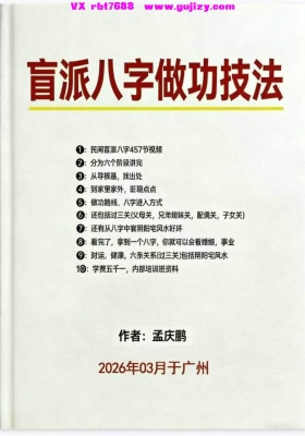 盲派高手 孟庆鹏《盲派八字做功技法》盲派八字做工技法💰5