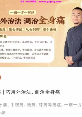 【医】『谭志飞』巧用外治法，调理全身痛，23+2讲视频课。💰5