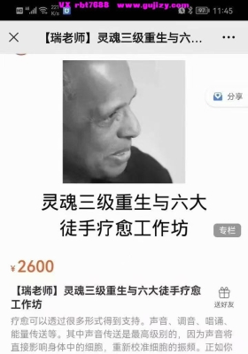【徒手疗愈】图南心灵 瑞老师 灵魂三级重生与六大徒手疗愈工作坊💰5