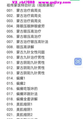 【蒙医针法】祖传蒙医特効针法，全43节视频课程💰5