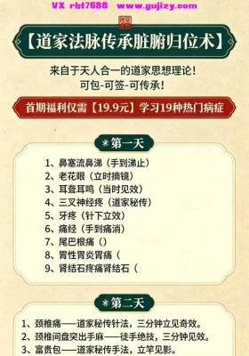 道家法脉传承脏腑归位术（16集视频课程）💰8