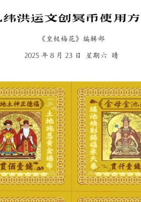 陈春林 2025年九纬鸿运皇极梅花 文创冥币使用方法💰5