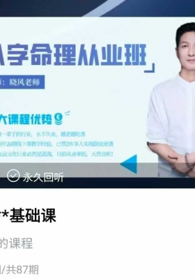 丁九文化晓风八字命理从业班视频课 92集💰5