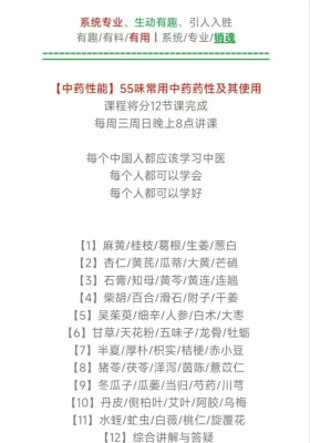 《55味常用中药药性及其使用视频课》12集💰5